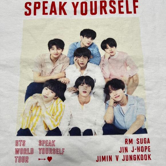 Y2K BTS OFFICIAL SPEAK YOURSELF WORLD TOUR Sz M / L BTS Speak Yourself white - Picture 2 of 8
